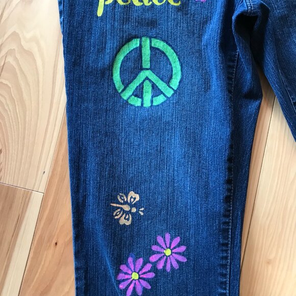Upcycled Gloria Vanderbilt Painted Hippie Jeans, Festival Denim Capris, Size 10 - Picture 7 of 12